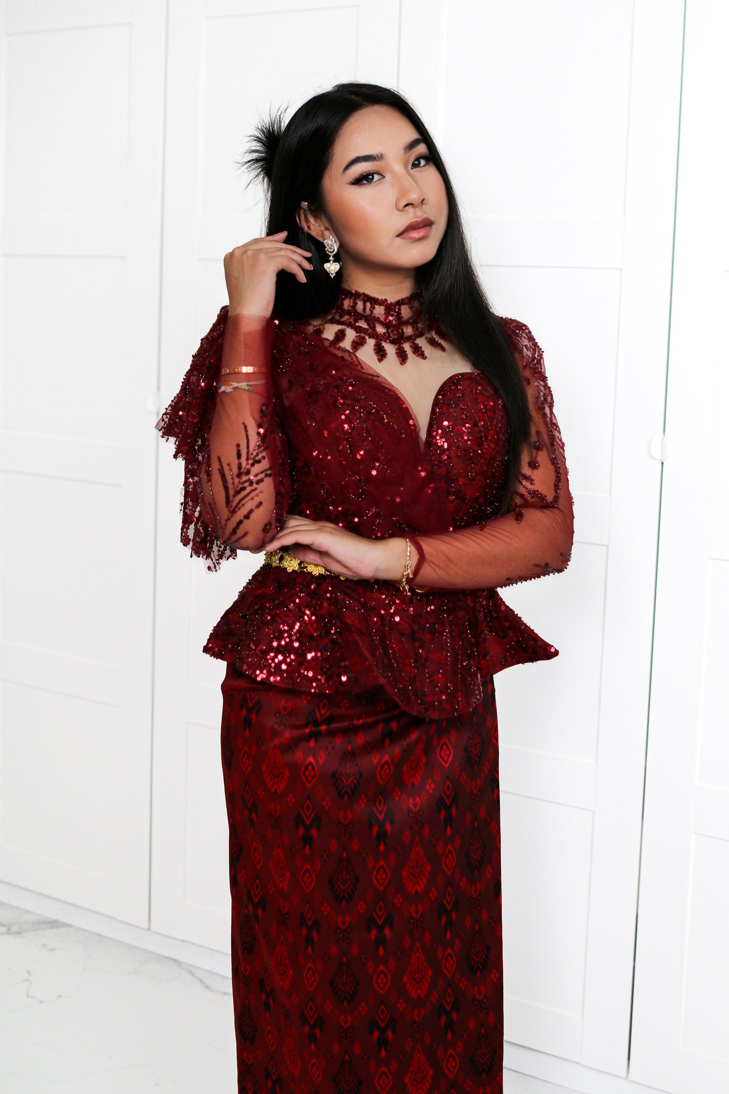 Queen of Hearts Set — Deep Ruby Lace Top + Lacework Skirt