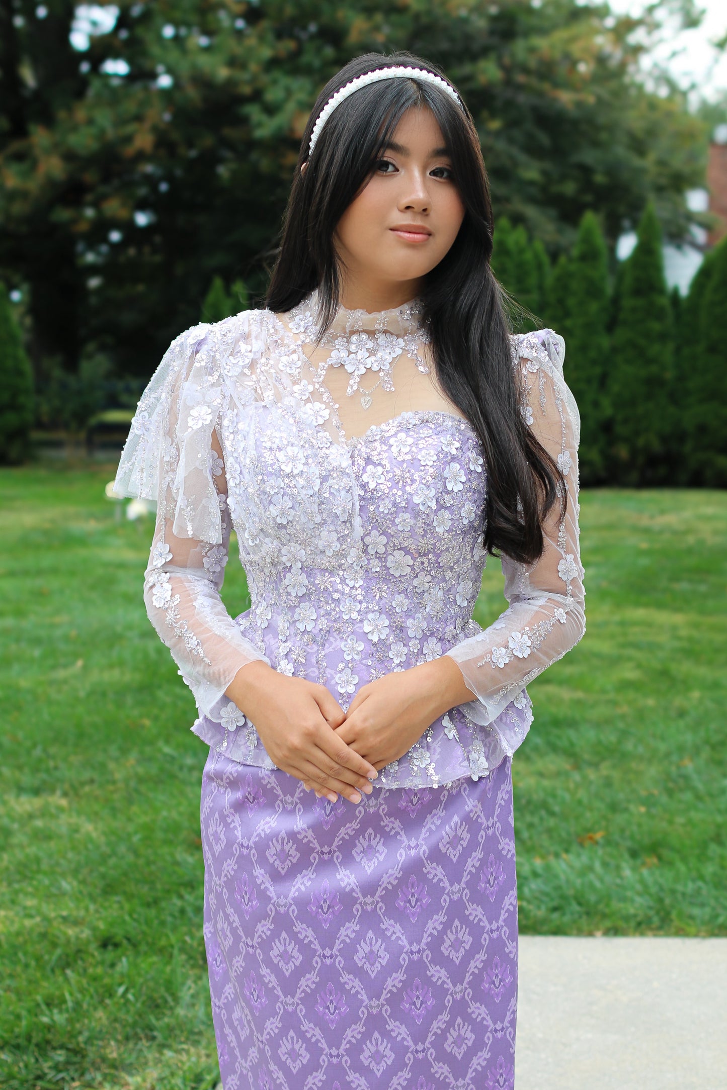 Iris Enchanté Set — Lavender Floral Top + Skirt