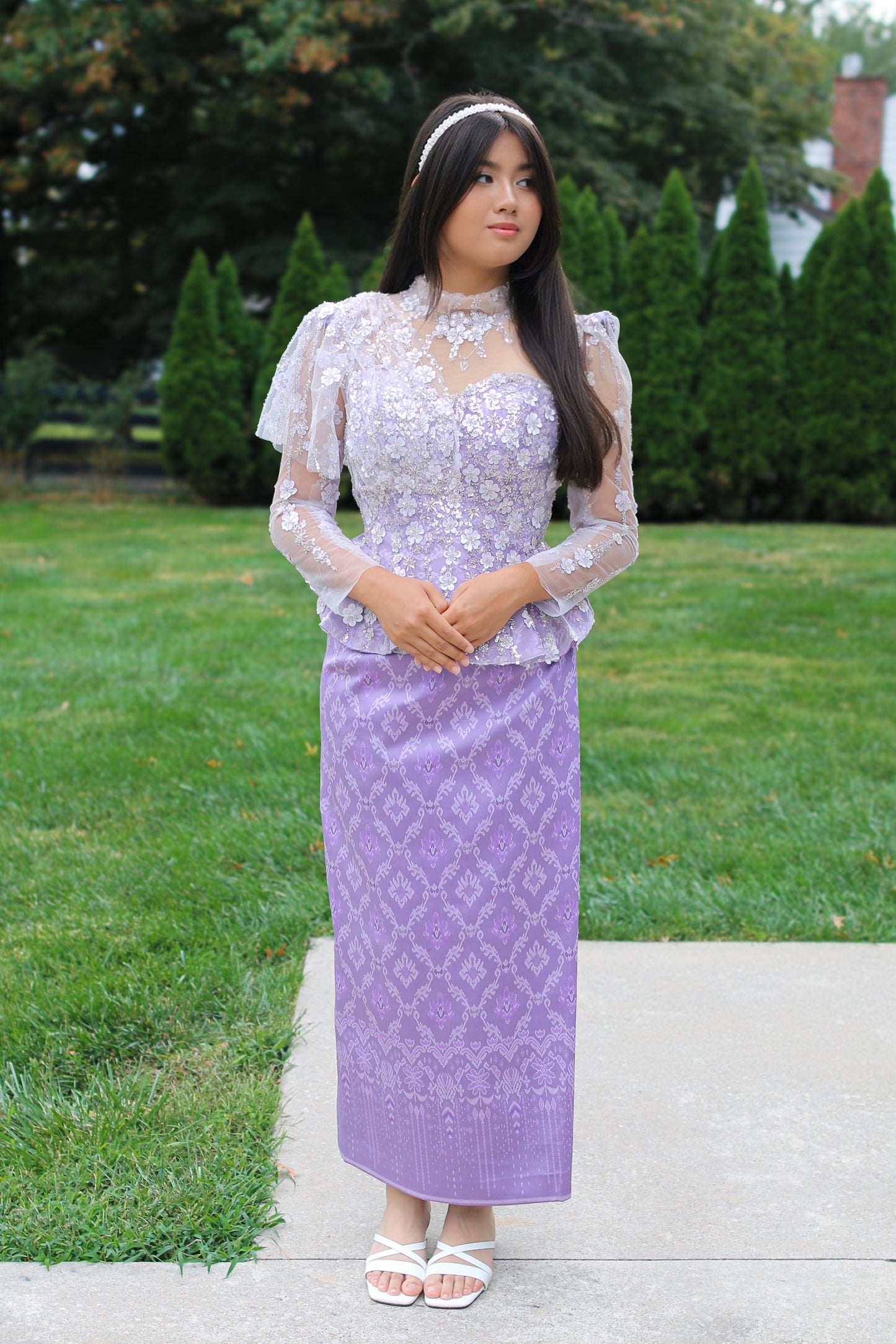 Iris Enchanté Set — Lavender Floral Top + Skirt
