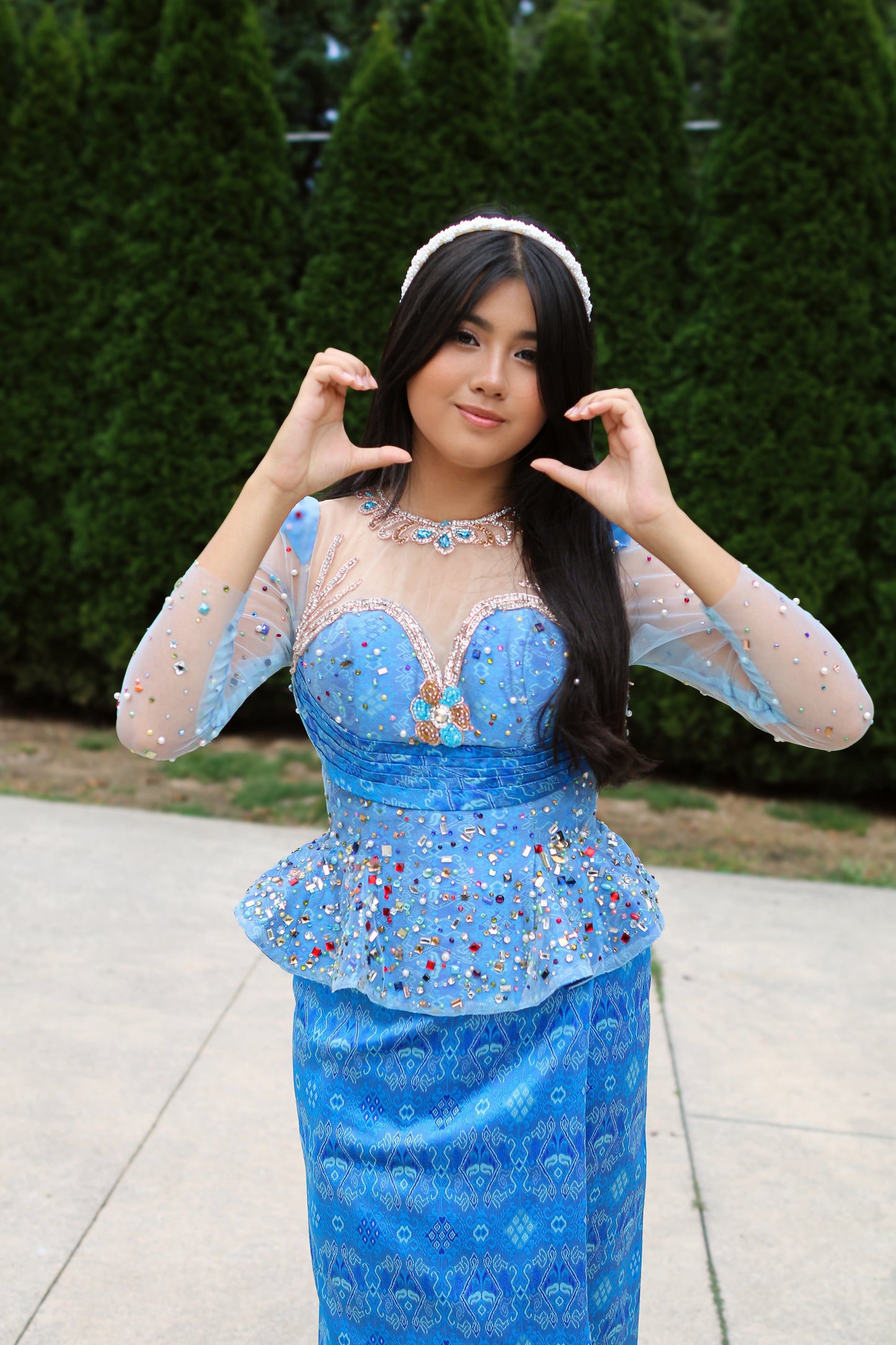 Rella’s Waltz Set — Sapphire Top + Garden-Blue Skirt