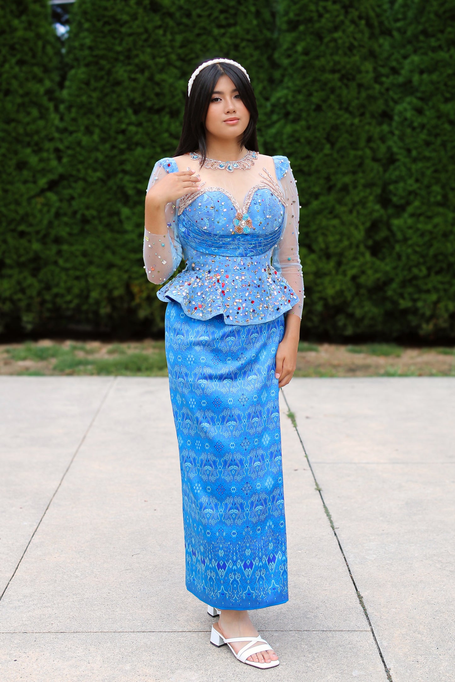 Rella’s Waltz Set — Sapphire Top + Garden-Blue Skirt