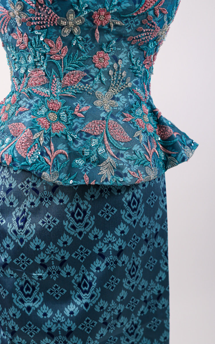 Oceana Lace Set — Blue Lace Top + Pattern Skirt