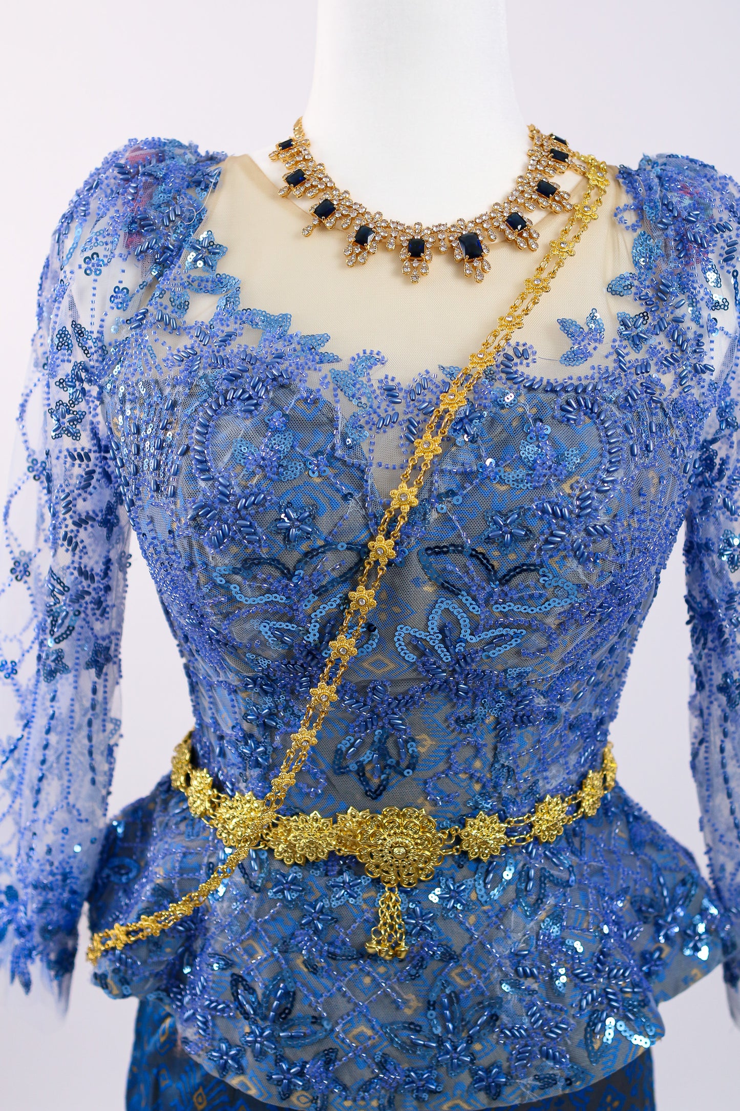 Celeste Set — Blue Lace Top + Pattern Skirt