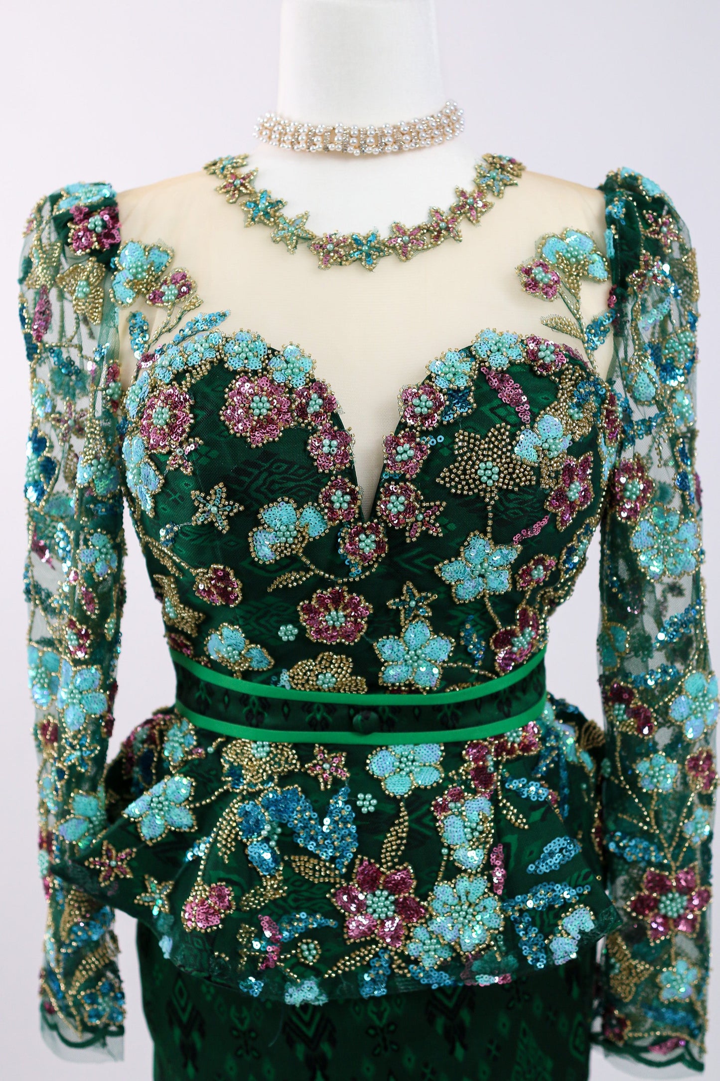 Garden of Eve Set — Green Floral Top + Pattern Skirt