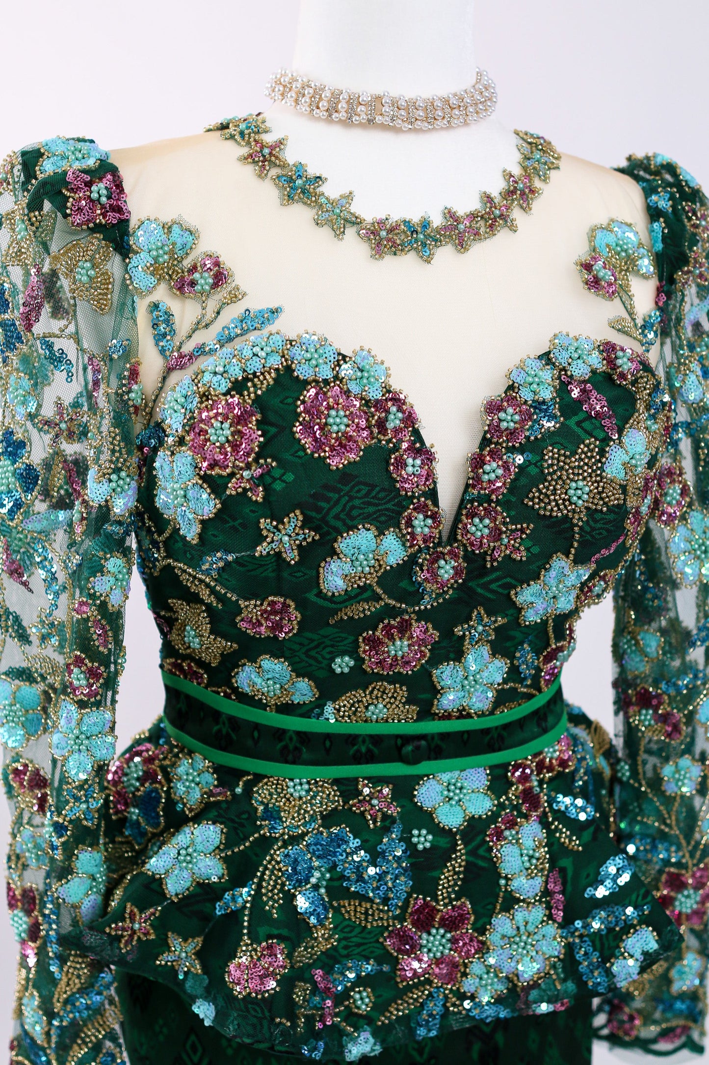 Garden of Eve Set — Green Floral Top + Pattern Skirt