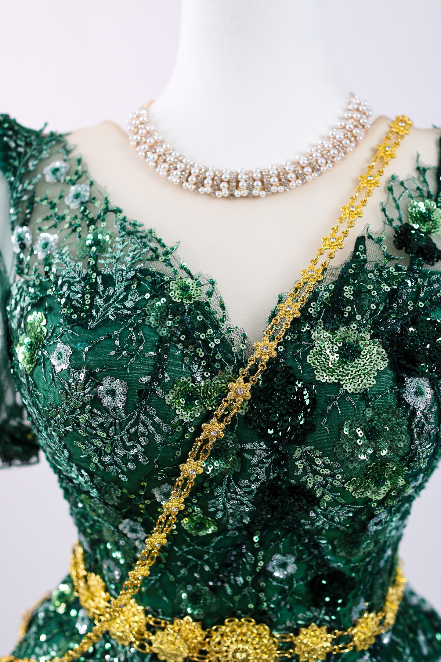 Jade Tempest Set — Green Beaded Top + Ombre Skirt