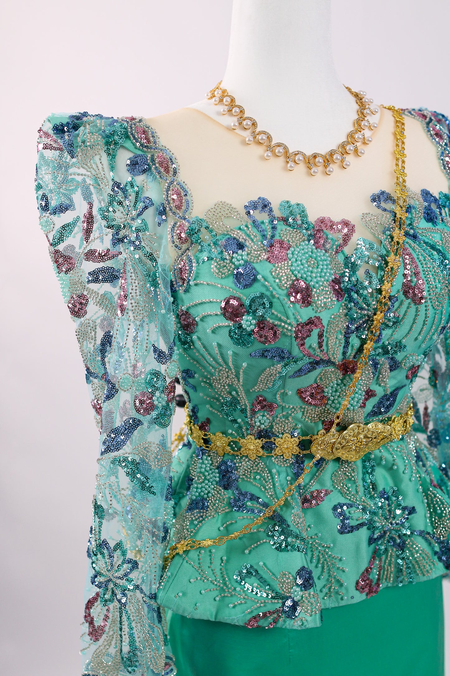 Ariel Aqua Set — Green Lace Top + Mint Skirt
