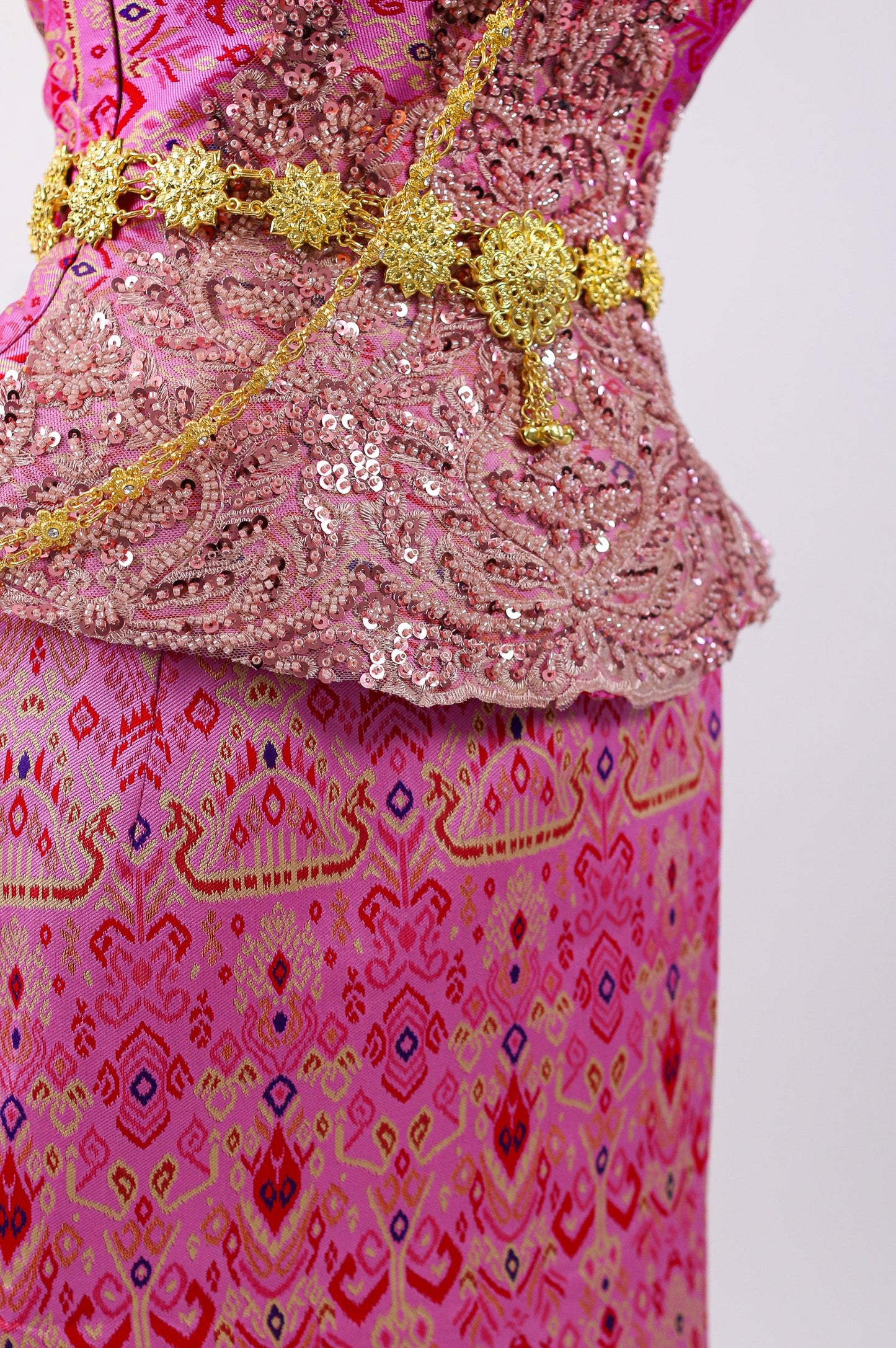 Rosy Aurelia Set — Pink Top + Pattern Skirt