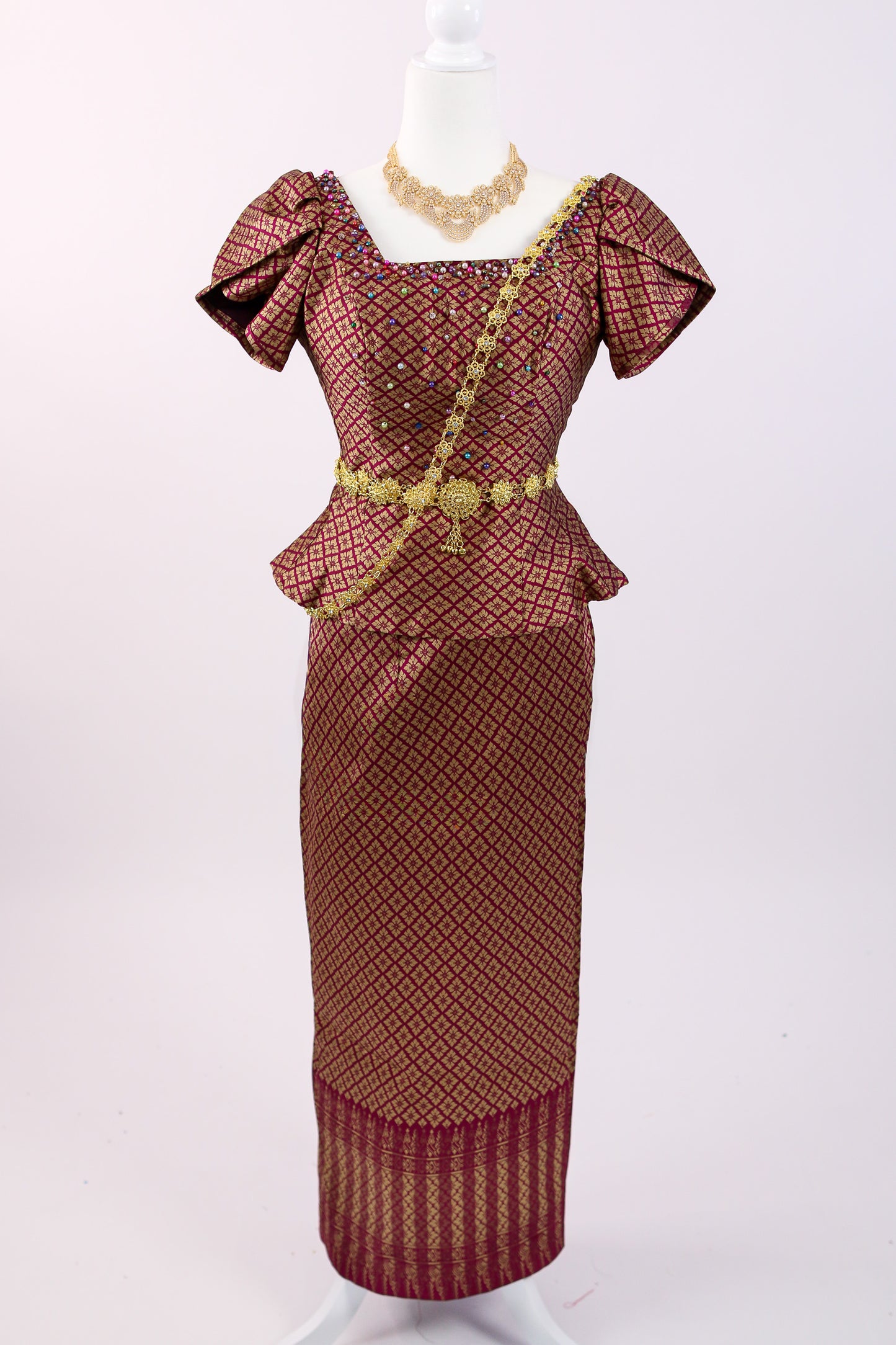 Angkor Ruby Set — Prism Top + Pattern Skirt