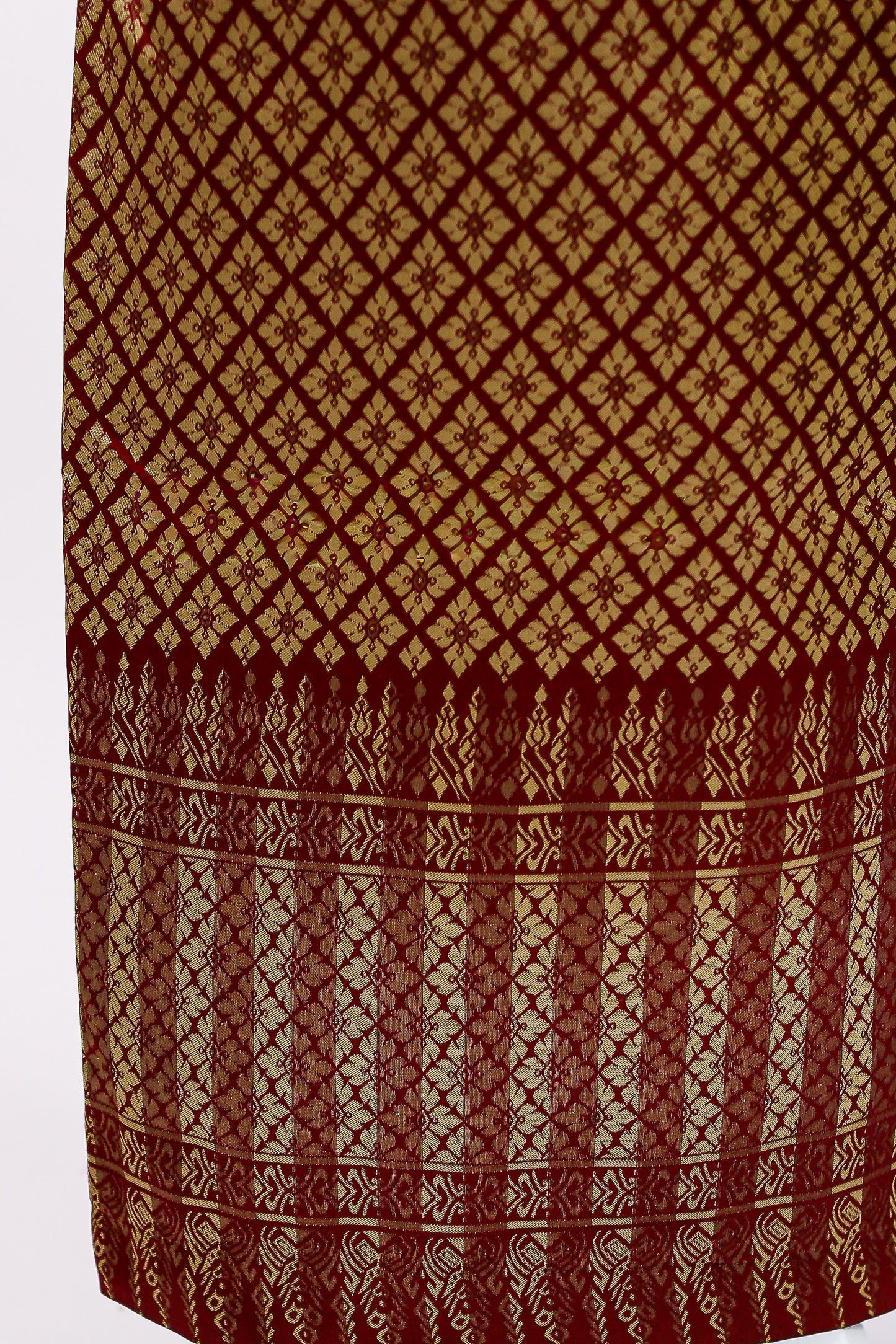 Maroon Royale Set — Brocade Top + Pattern Skirt