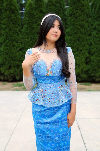 Rella’s Waltz Set — Sapphire Top + Garden-Blue Skirt
