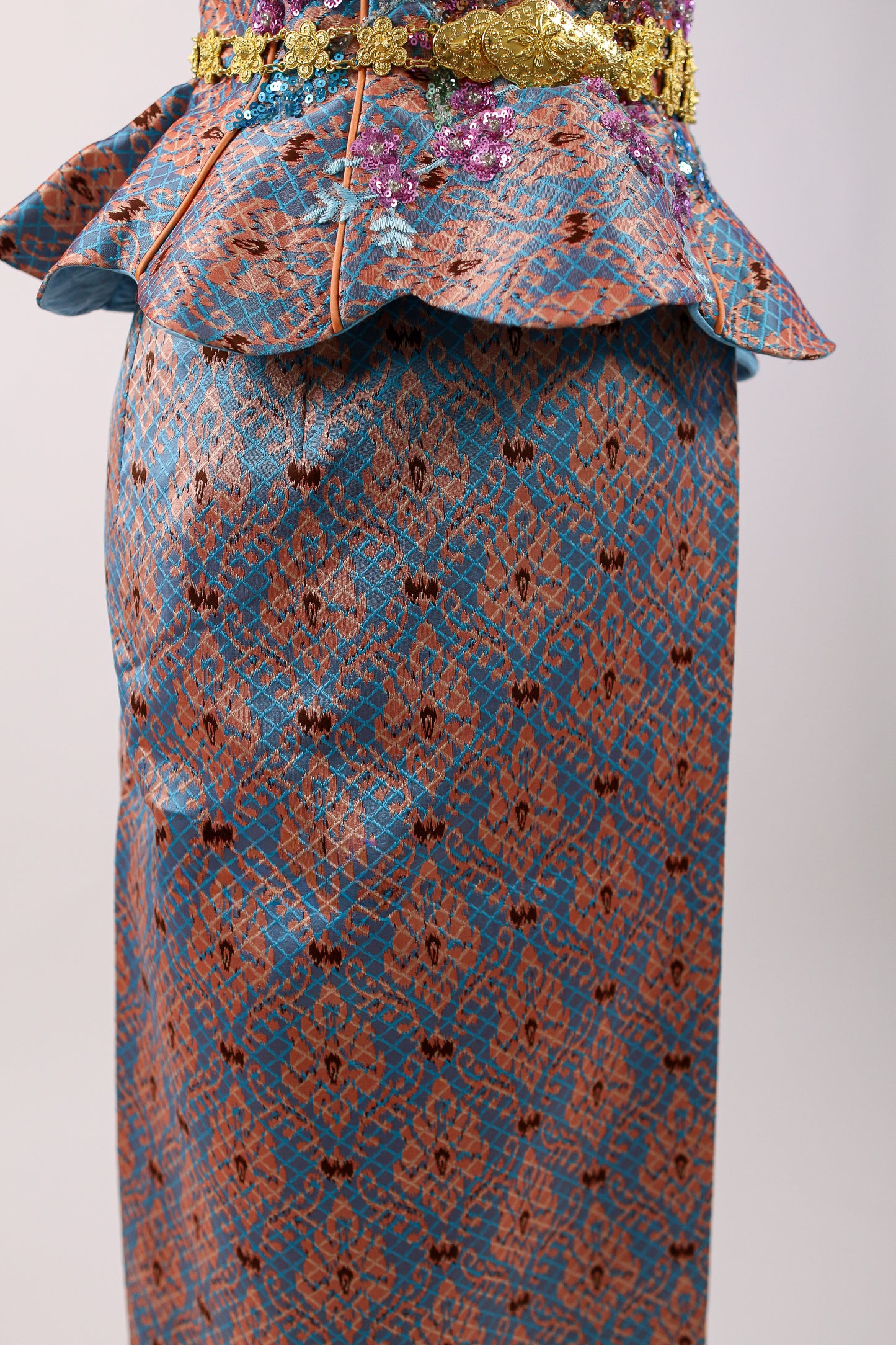 Azure Dream Set — Blue Ruffled Top + Pattern Skirt