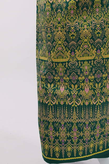Angkor Emerald Set — Green Lace Top + Pattern Skirt