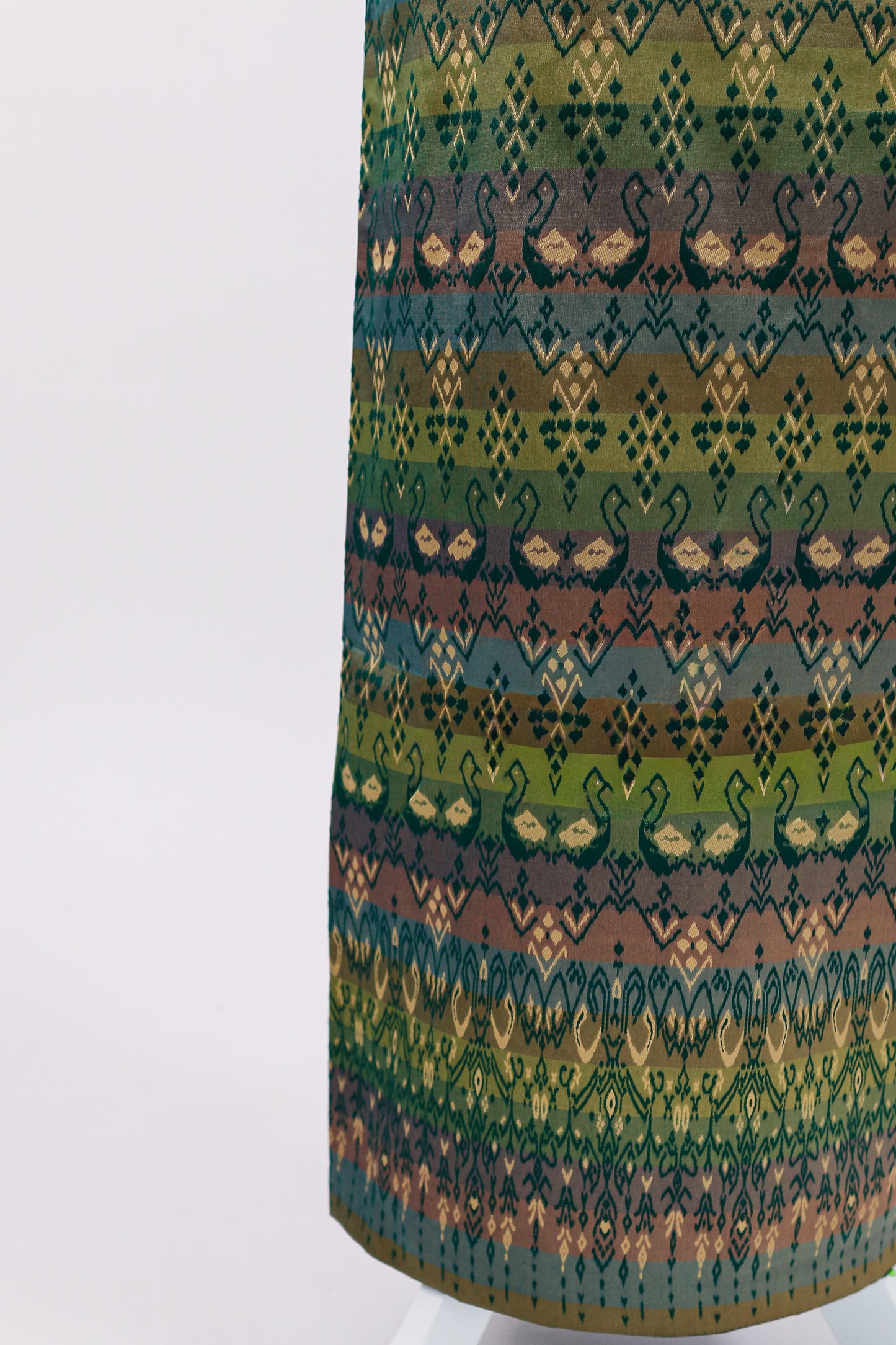 Labrinth Set — Teal-Green Beaded Top + Stripe Pattern Skirt