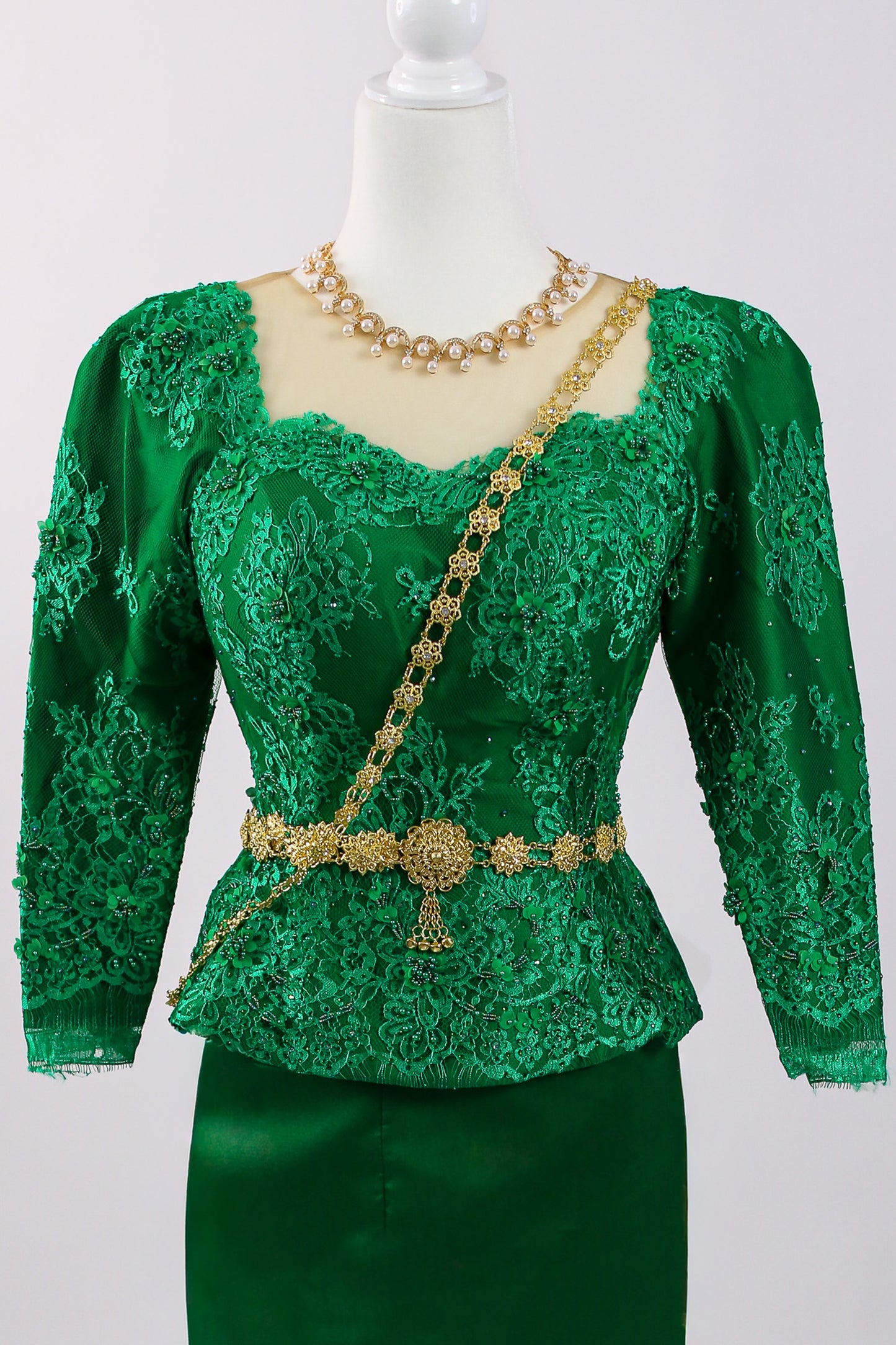 Grove Set — Green Lace Top + Sleek Skirt