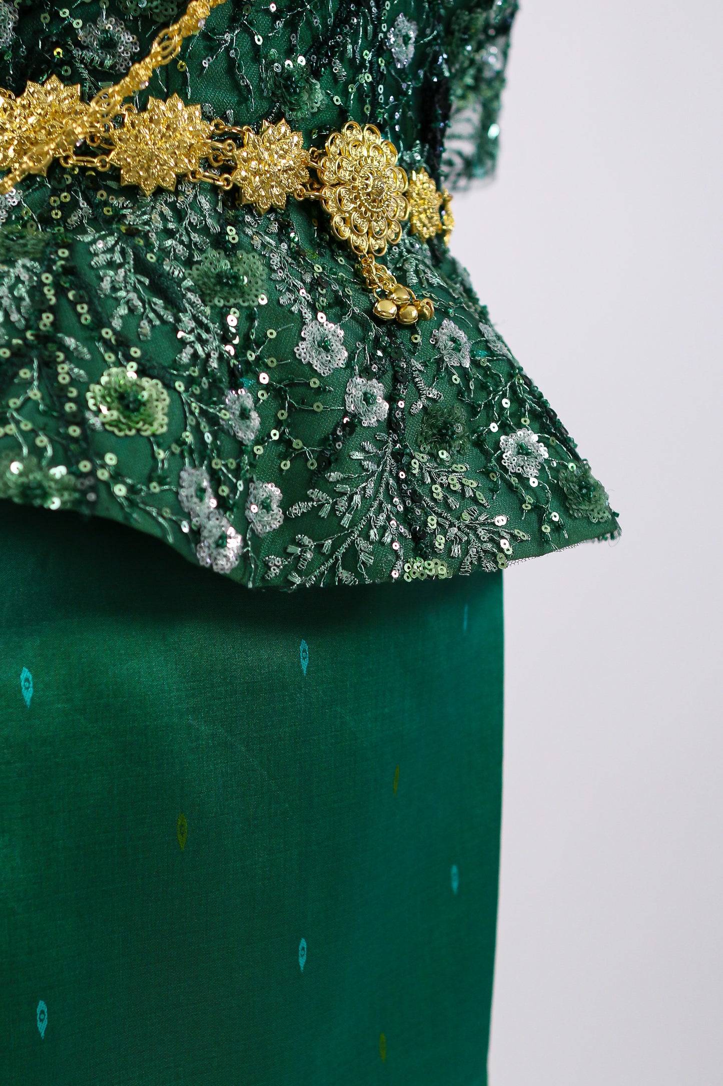 Jade Tempest Set — Green Beaded Top + Ombre Skirt