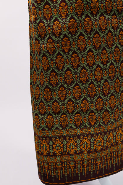 Eden Set — Green Lace Top + Brown Pattern Skirt