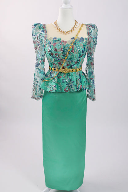 Ariel Aqua Set — Green Lace Top + Mint Skirt