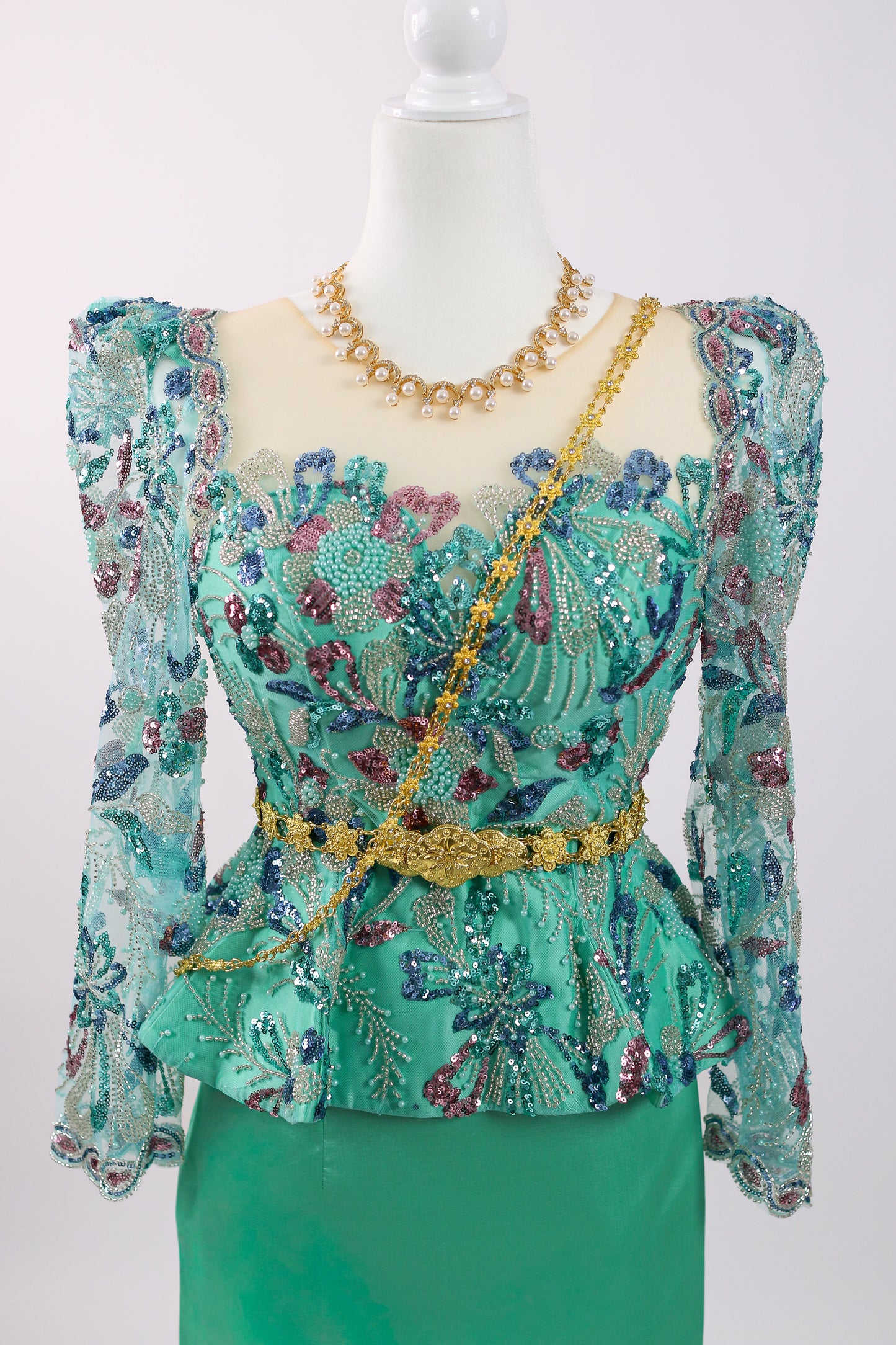 Ariel Aqua Set — Green Lace Top + Mint Skirt