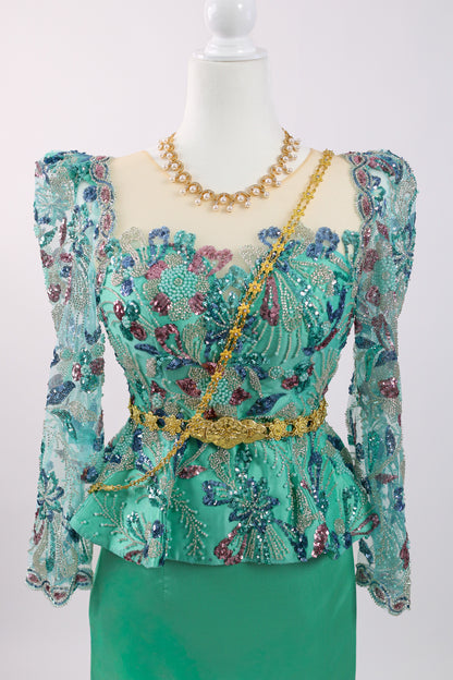 Ariel Aqua Set — Green Lace Top + Mint Skirt