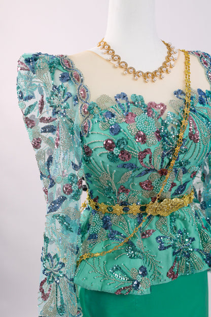 Ariel Aqua Set — Green Lace Top + Mint Skirt