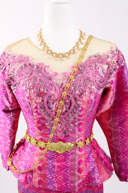 Magenta Muse Set — Pink Top + Pattern Skirt