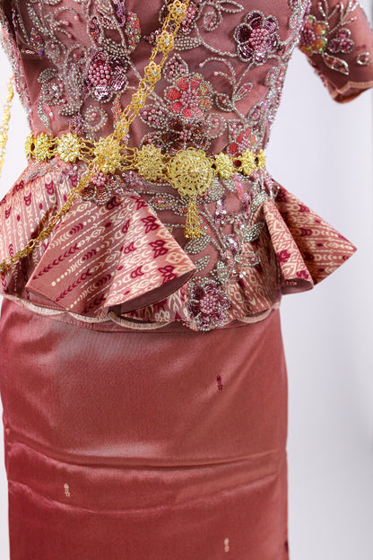 Rosé Set — Pink Beaded Top + Pattern Skirt