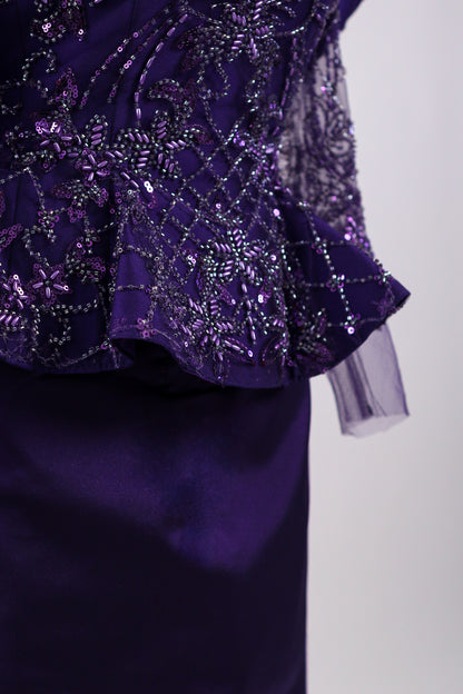 Aurora Set — Deep Purple Beaded Top + Sleek Skirt