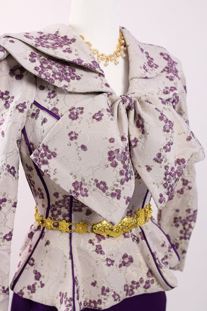 Violet Vine Set — Lilac Woven Top + Deep Purple Silk Skirt