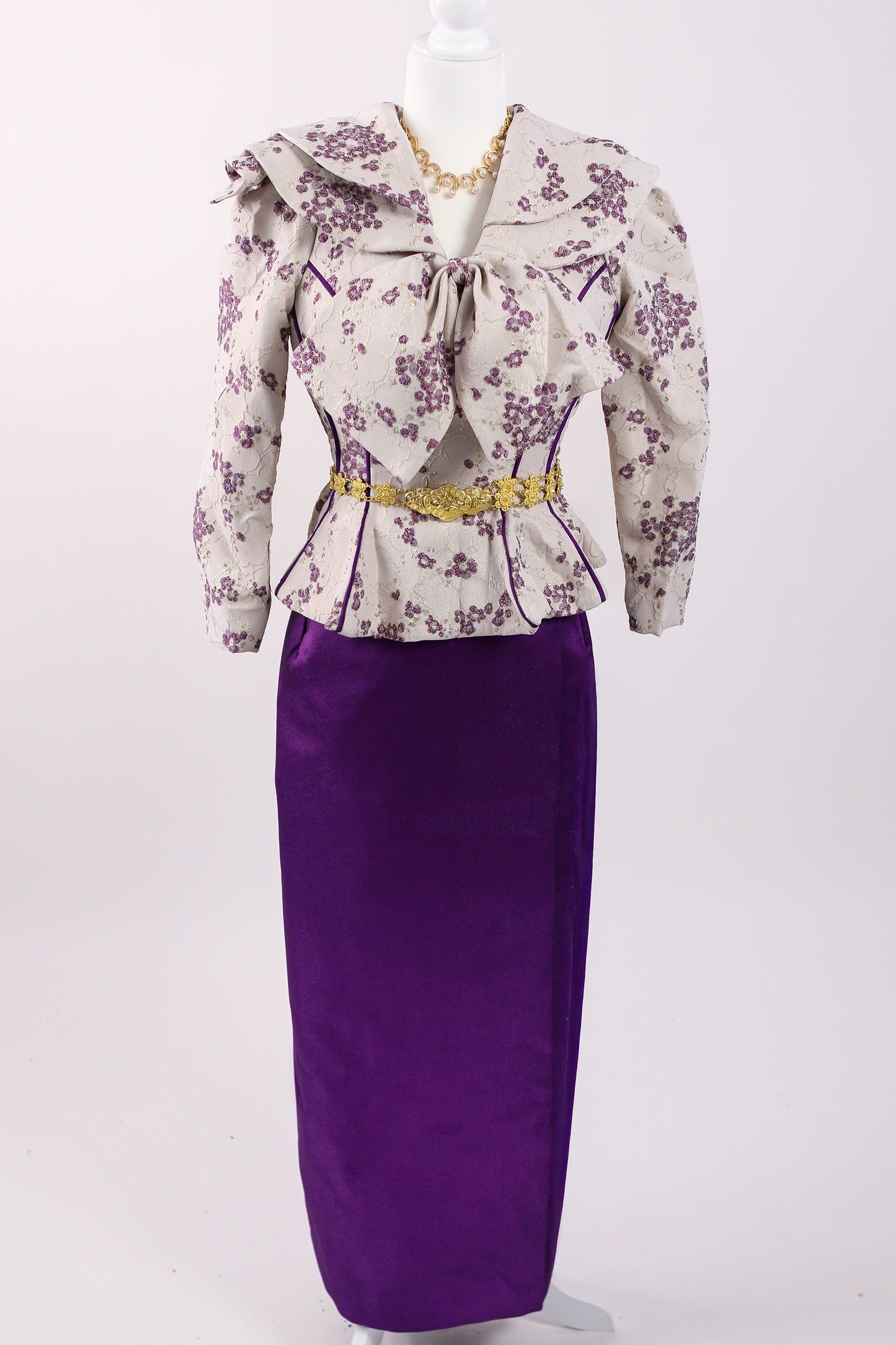 Violet Vine Set — Lilac Woven Top + Deep Purple Silk Skirt