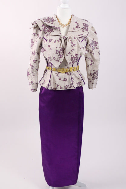 Violet Vine Set — Lilac Woven Top + Deep Purple Silk Skirt