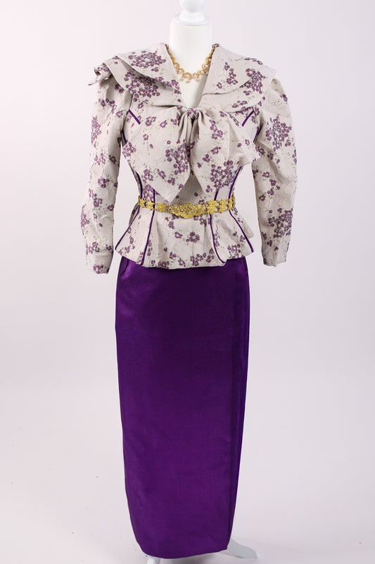 Violet Vine Set — Lilac Woven Top + Deep Purple Silk Skirt