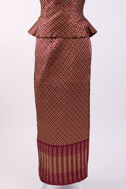 Angkor Ruby Set — Prism Top + Pattern Skirt