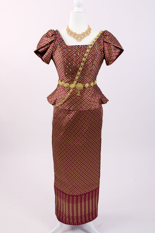 Angkor Ruby Set — Prism Top + Pattern Skirt