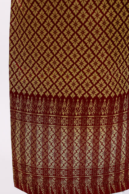 Maroon Royale Set — Brocade Top + Pattern Skirt