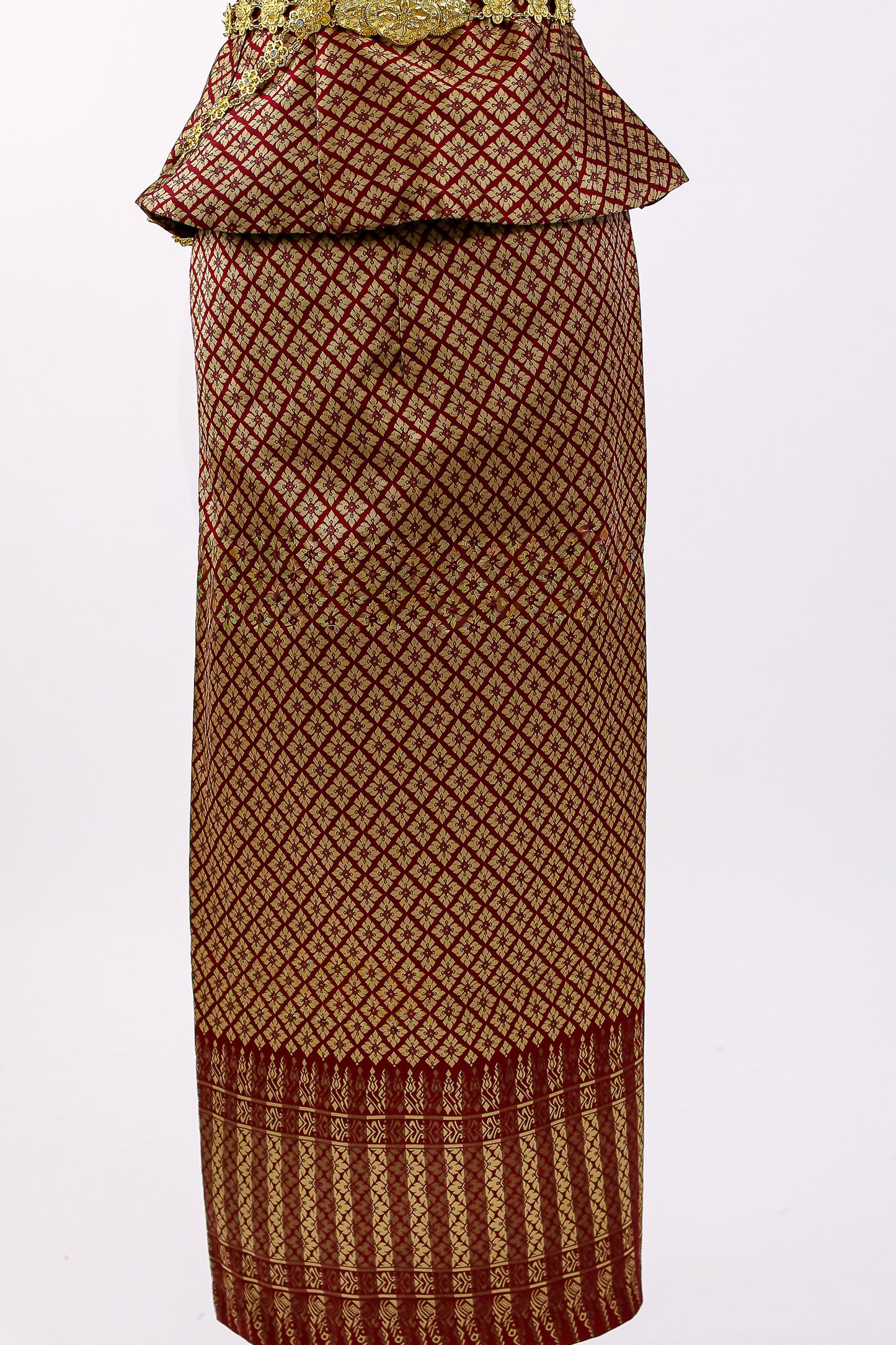 Maroon Royale Set — Brocade Top + Pattern Skirt