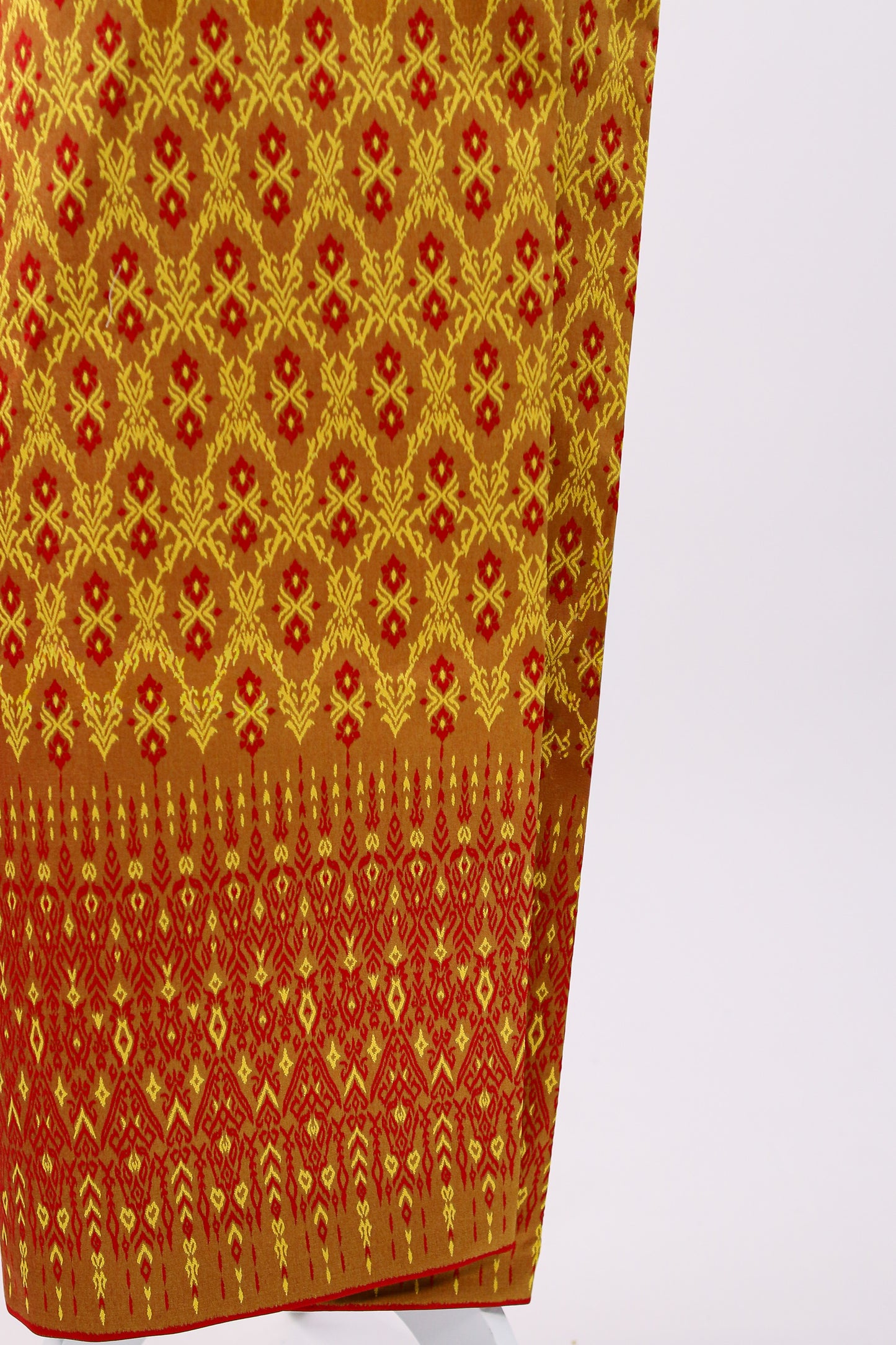Sovann Muse Set — Gold Beaded Top + Pattern Skirt