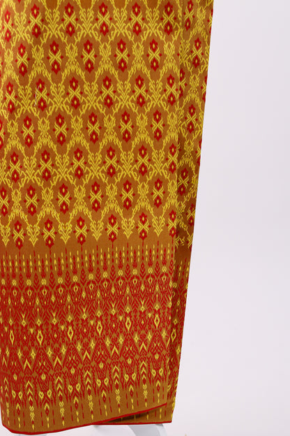 Sovann Muse Set — Gold Beaded Top + Pattern Skirt