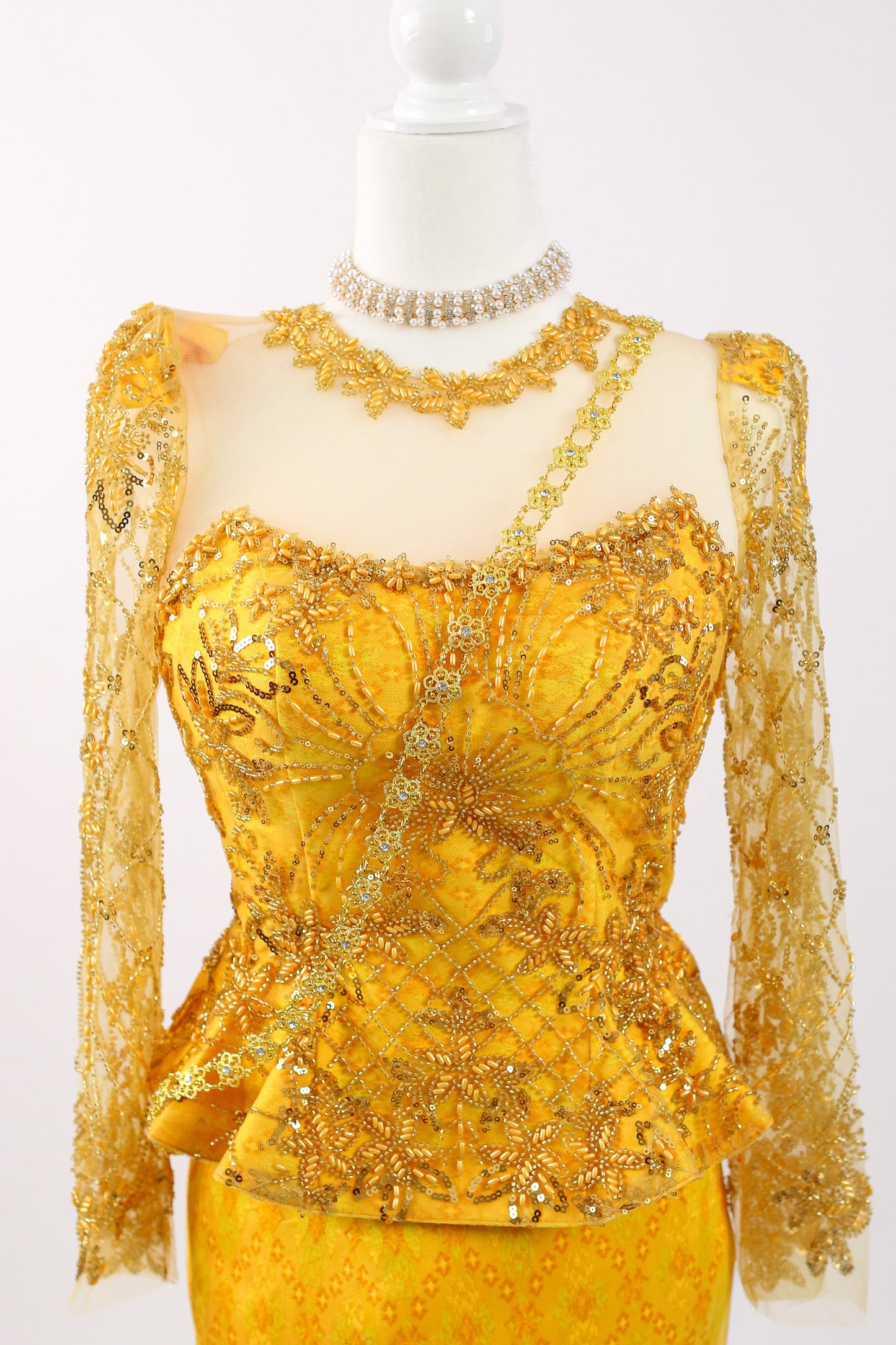 Stella Set — Bright Gold Lace Top + Diamond Skirt