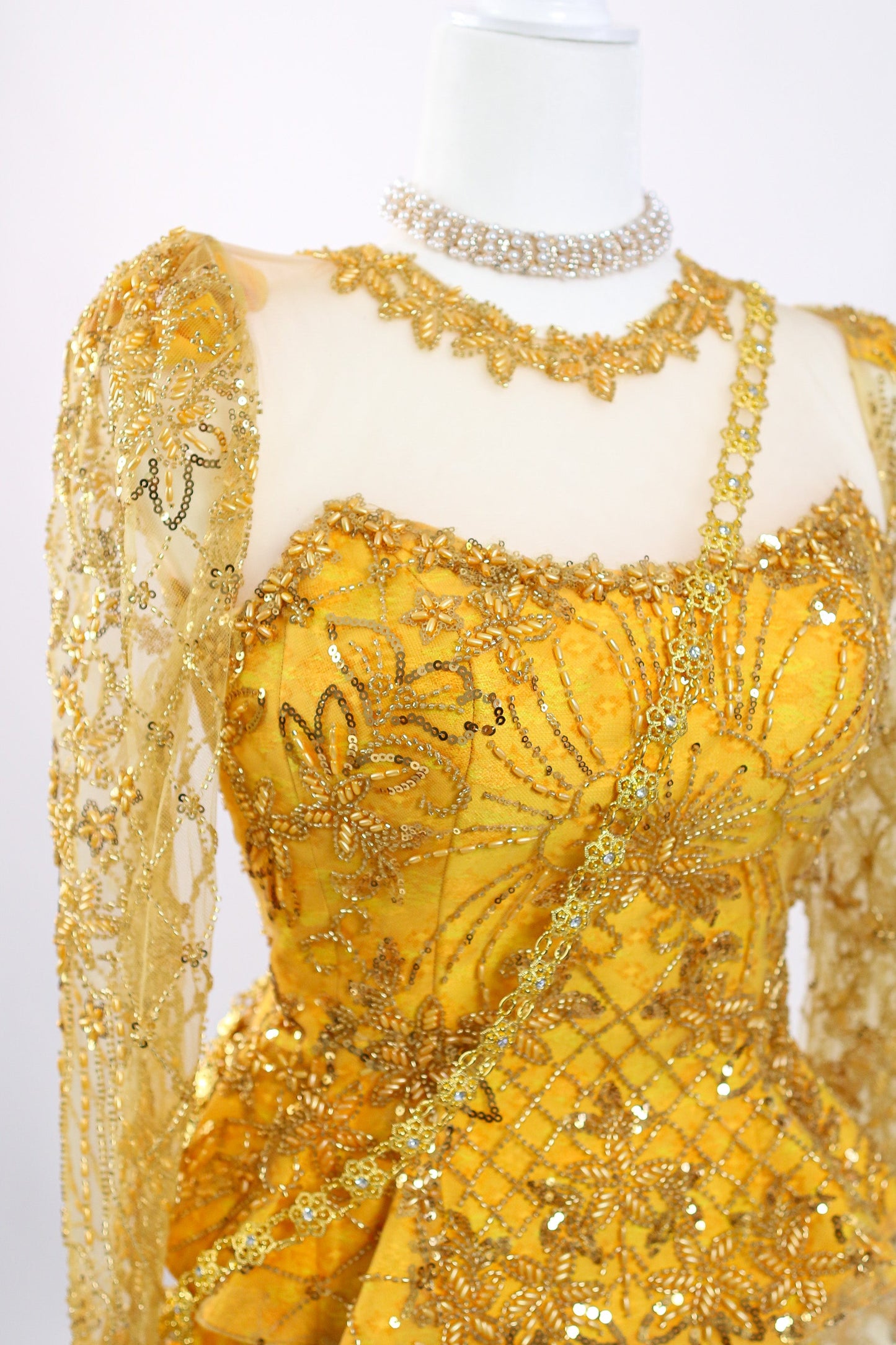 Stella Set — Bright Gold Lace Top + Diamond Skirt