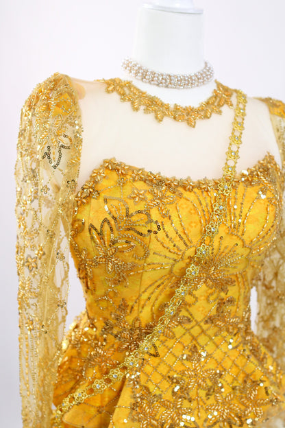 Stella Set — Bright Gold Lace Top + Diamond Skirt