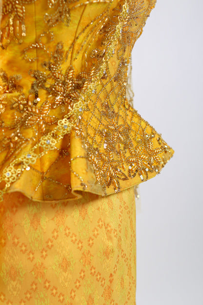 Stella Set — Bright Gold Lace Top + Diamond Skirt