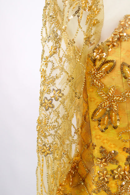 Stella Set — Bright Gold Lace Top + Diamond Skirt