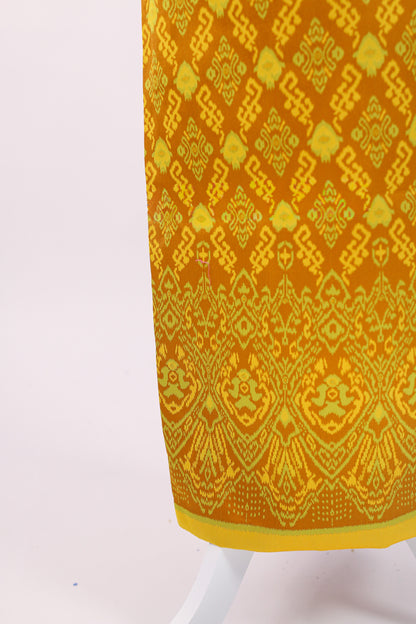 Daystar Gold Set — Puff-Sleeve Beaded Top + Pattern Skirt