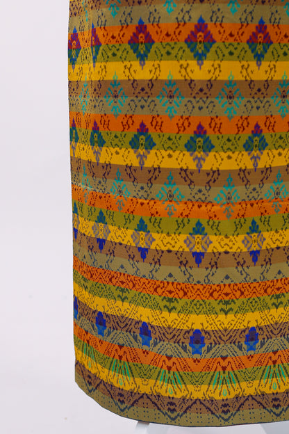 Goldleaf Set — Ruffle Sleeve Top + Multi-Stripe Skirt