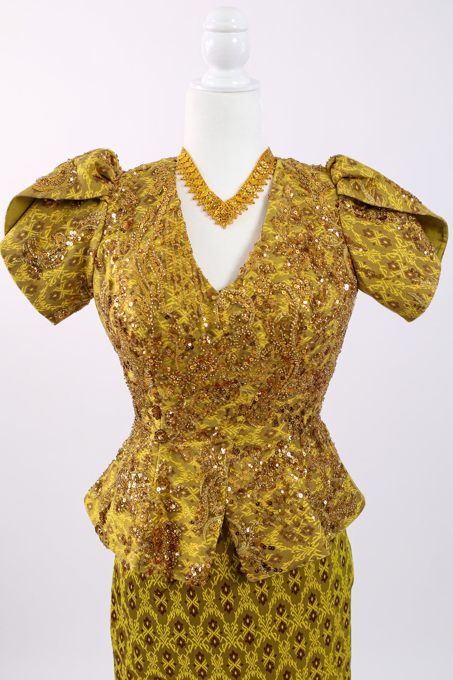 Soriya Marigold Set — Puff-Sleeve Lace Top + Skirt