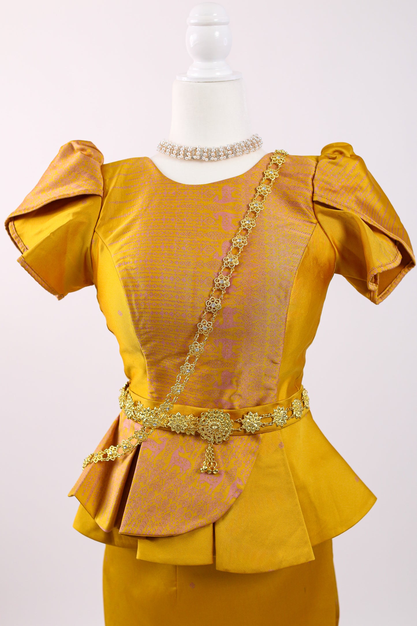 Classic Sunflower Set — Puff-Sleeve Top + Sleek Skirt